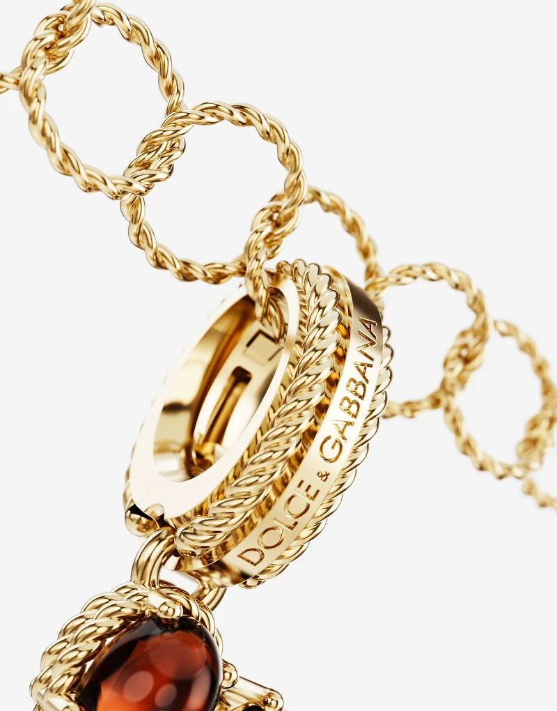 Charm E Lettering 18-carat yellow gold and multicolored gems