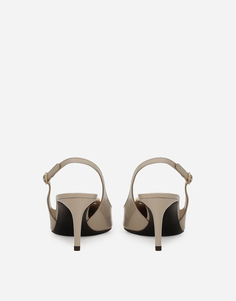 Polished calfskin slingbacks