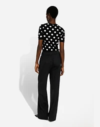 Flared stretch wool twill pants