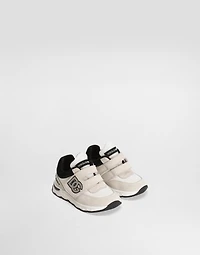 Mesh and split calfskin sneakers