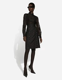 Organza shirt with lace appliqués