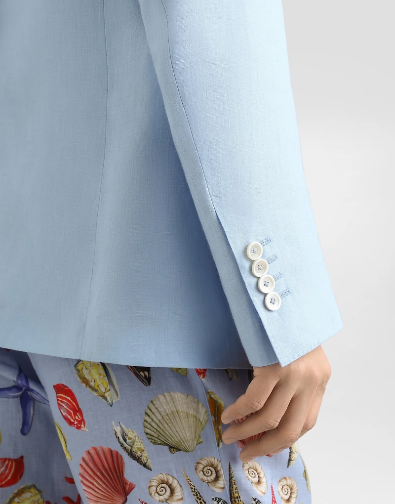 Sicilia single-breasted linen jacket