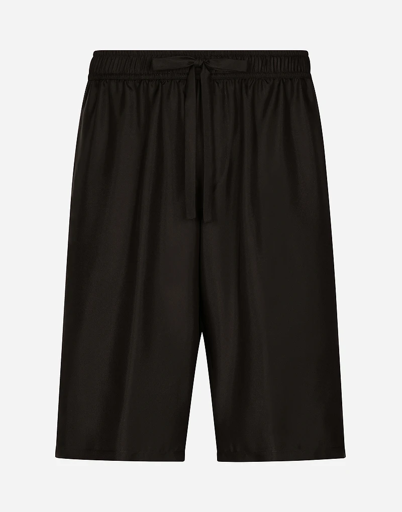 Embroidered silk jogging shorts