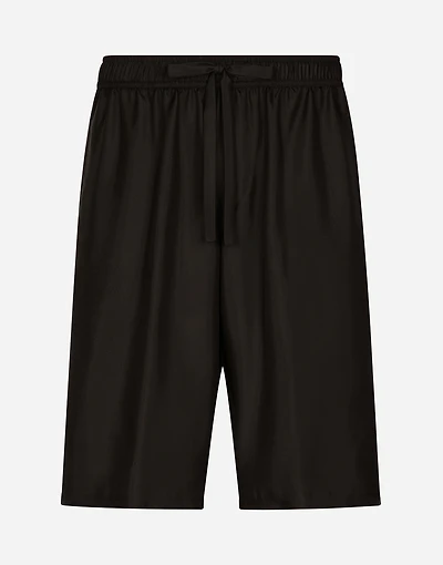 Embroidered silk jogging shorts