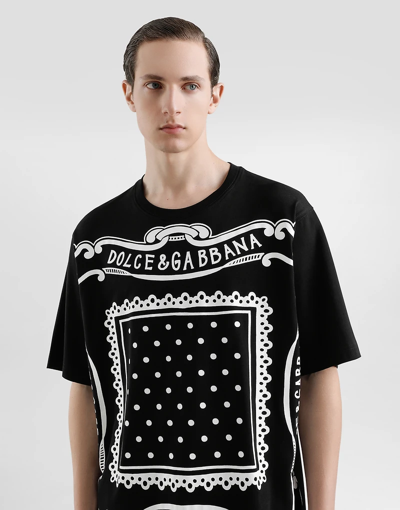 Cotton T-shirt with bandanna print