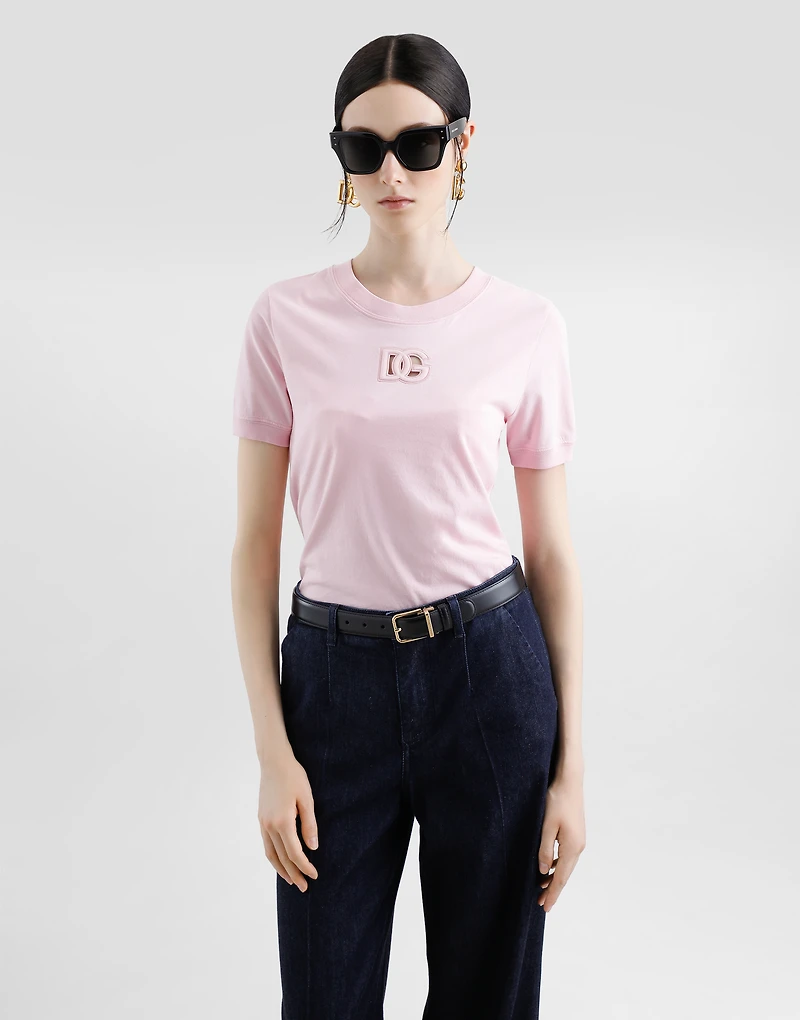 Jersey T-shirt with raised DG logo embroidery