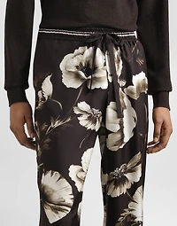 Poppy-print silk twill trousers