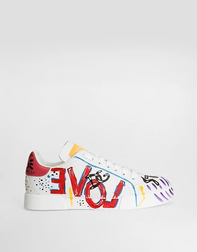 Calfskin Portofino sneakers with lettering