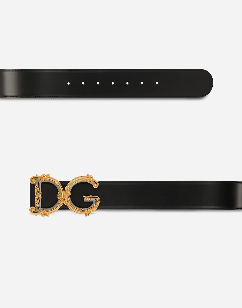 Calfskin belt with logo