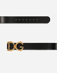Calfskin belt with logo