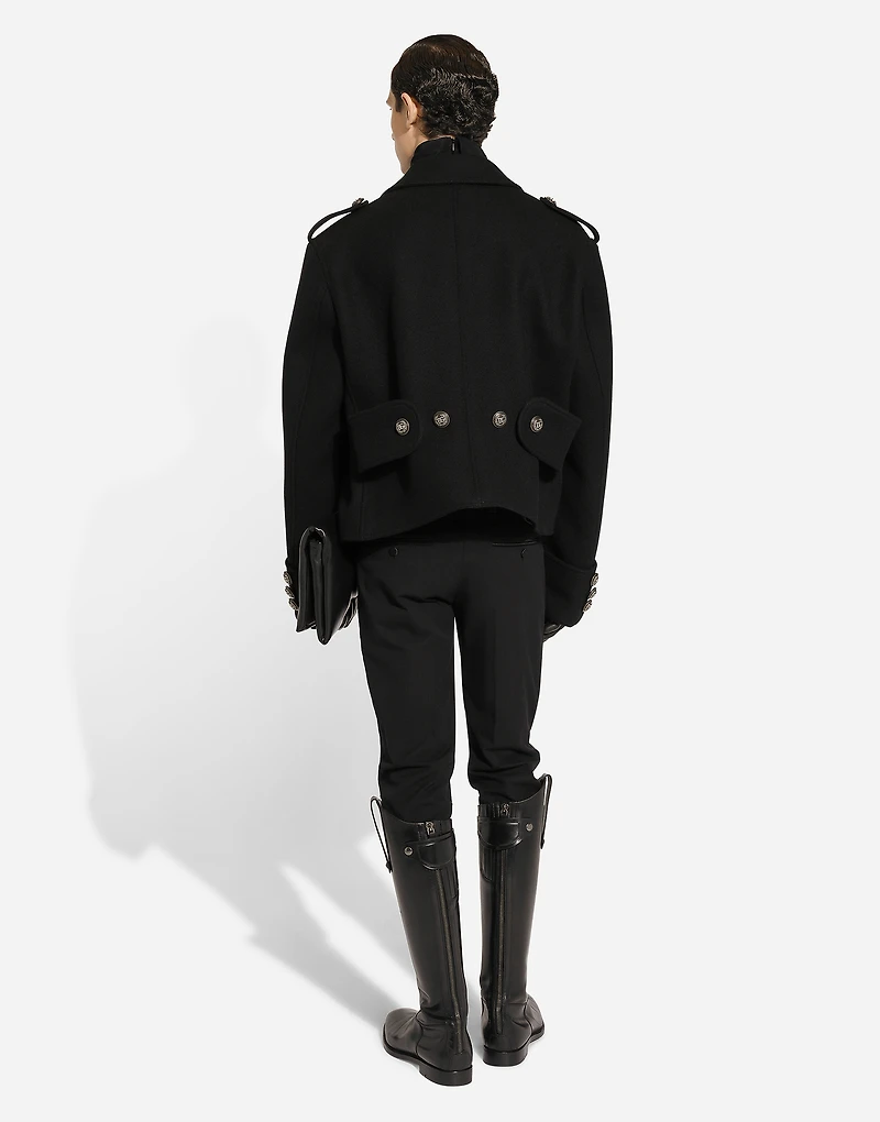 Short wool military-style coat