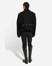 Short wool military-style coat