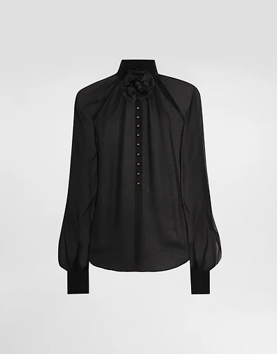 Chiffon blouse with flower detailing