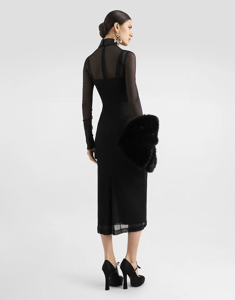 Tulle shirt dress with satin details