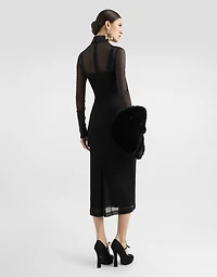 Tulle shirt dress with satin details