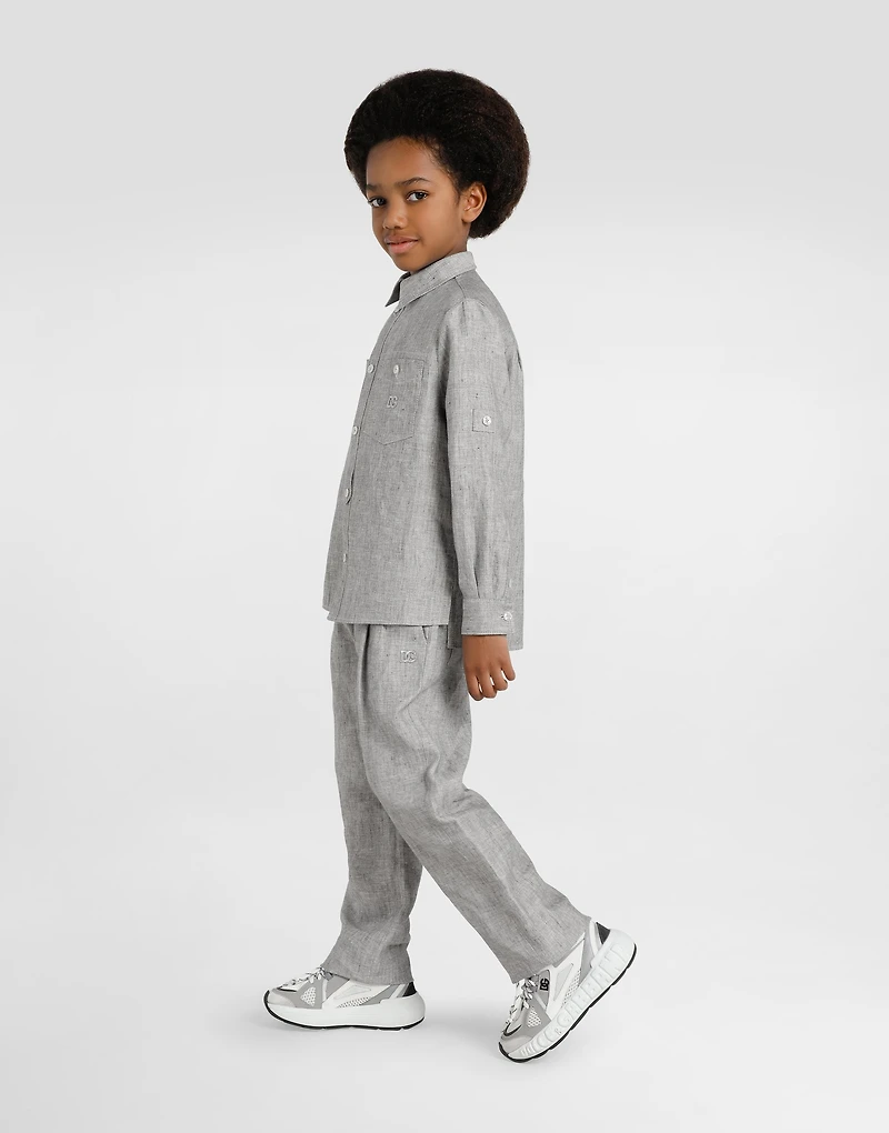 Washed linen canvas shirt