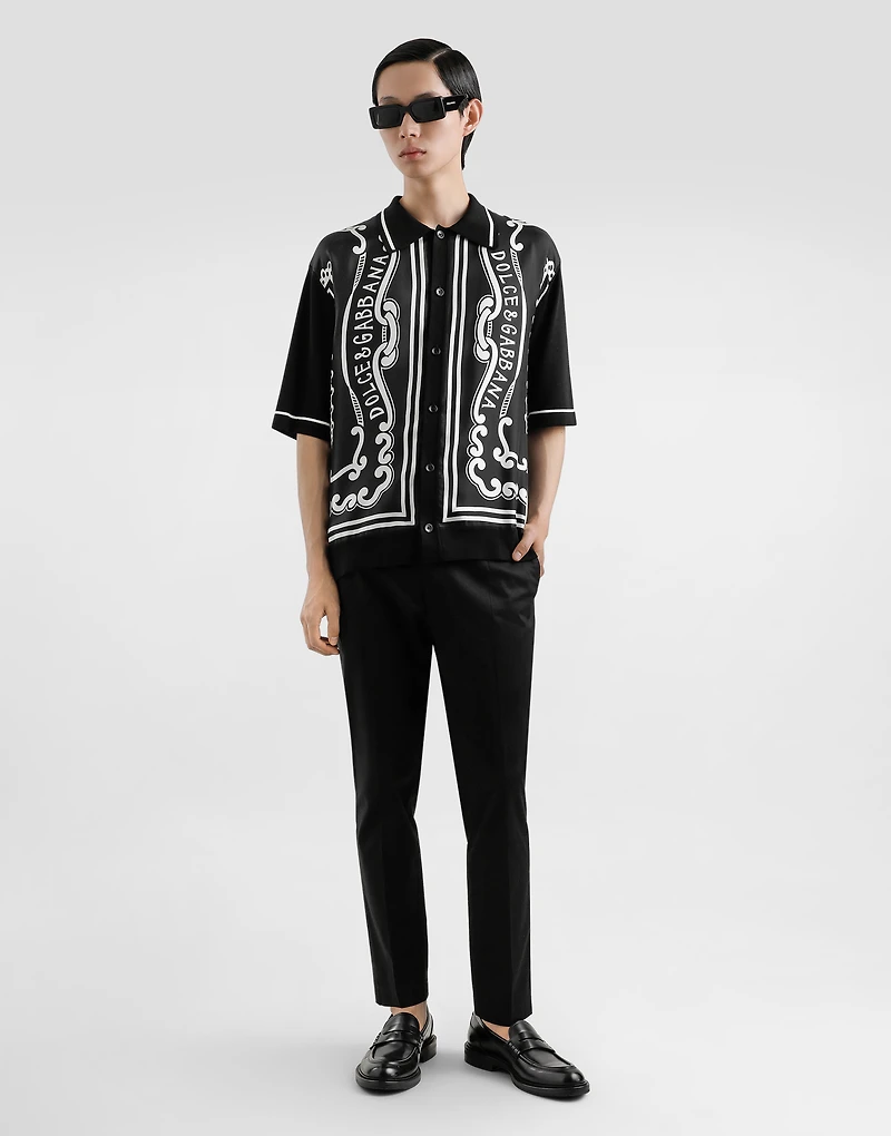 Silk and cotton shirt with bandanna print