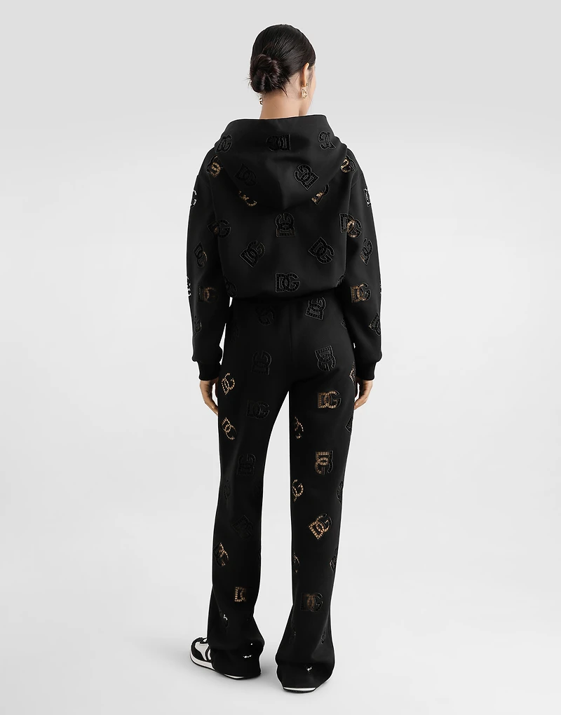 Jersey jogging pants with cut-out and DG logo
