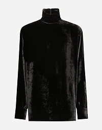 Loose velvet turtleneck with shirt cuffs