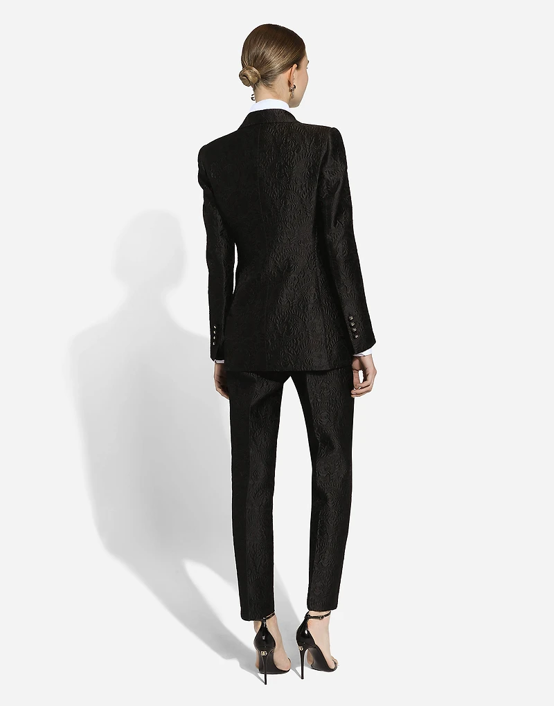Single-breasted floral brocade Turlington jacket