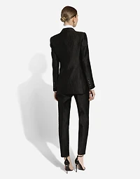 Single-breasted floral brocade Turlington jacket