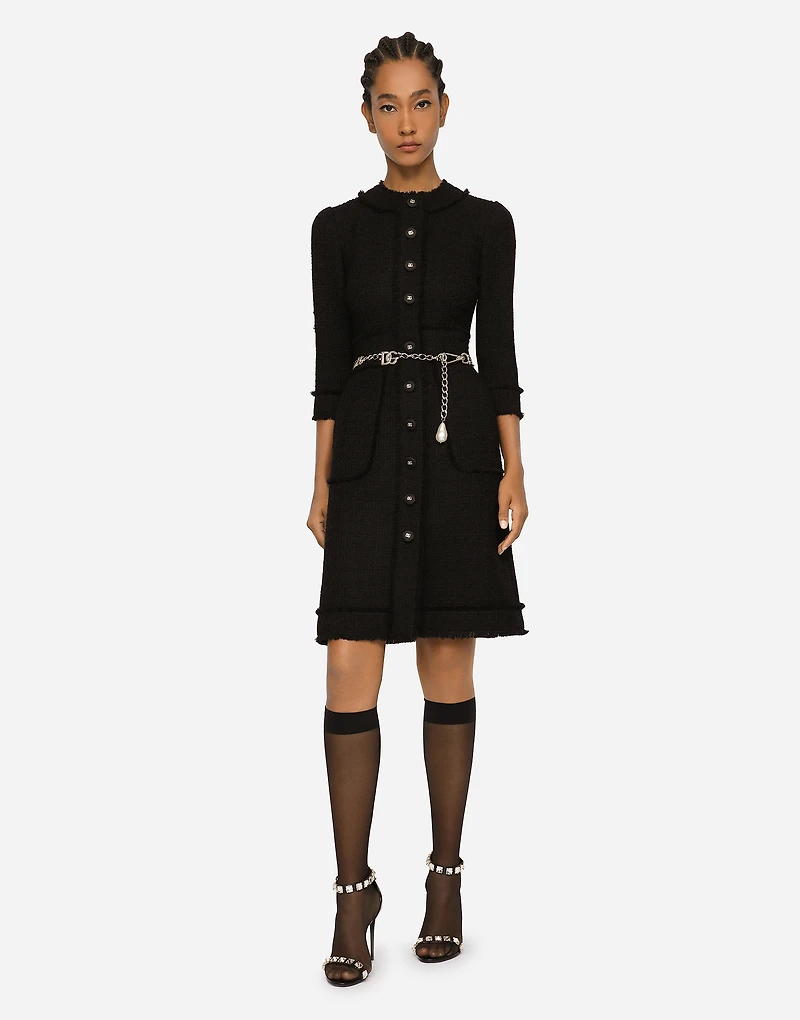 Raschel tweed midi dress