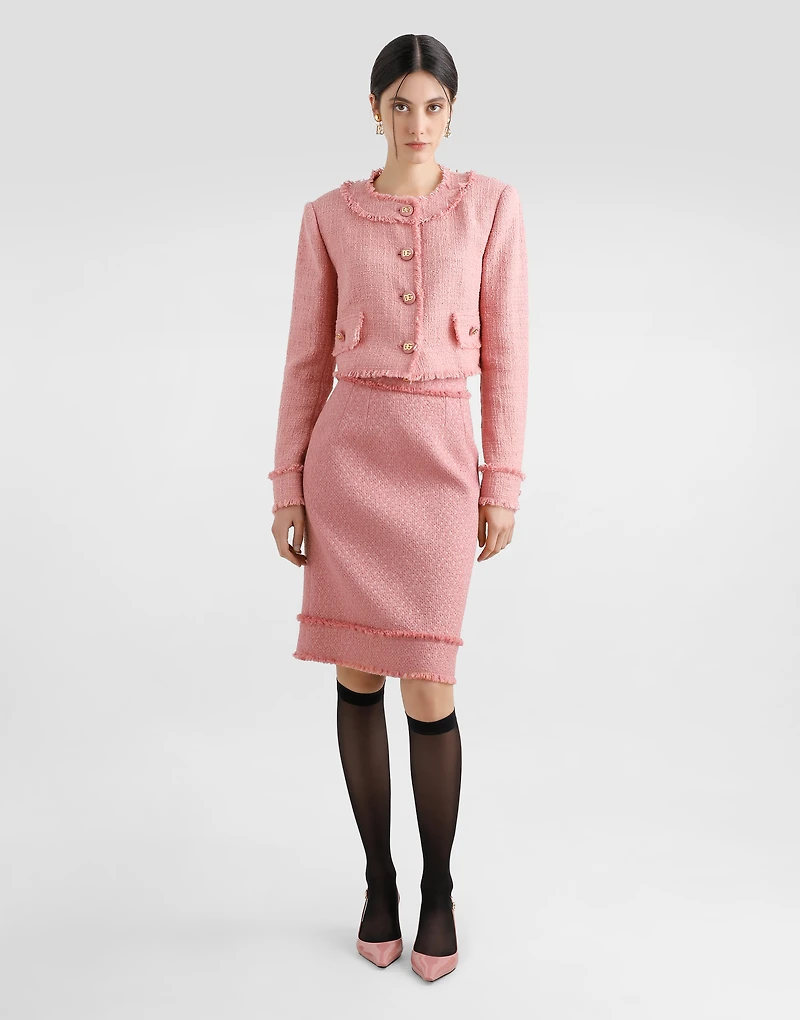 Short raschel tweed jacket