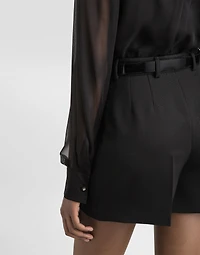 Woolen palazzo-style jogging pants