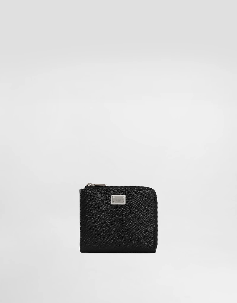 Calfskin card holder with branded plate