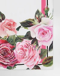 Rose-print silk twill foulard (50x50)