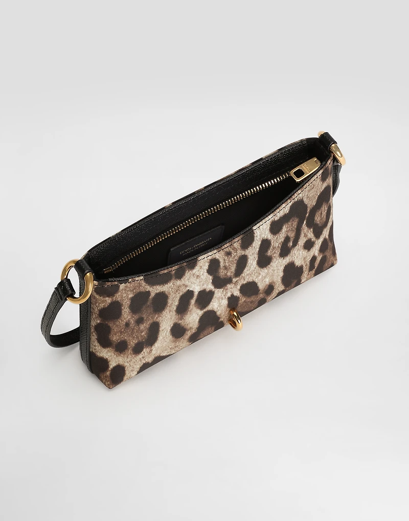 Leopard-print lock shoulder bag