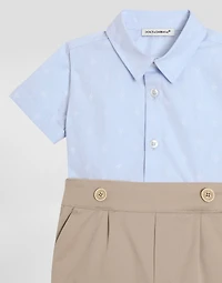 Gabardine and jacquard romper suit with polka-dots DG logo patch