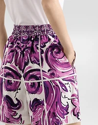 Majolica-print poplin shorts