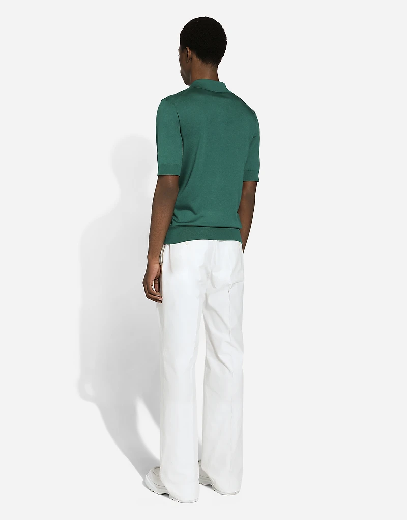 Silk polo-shirt with Dolce&Gabbana embroidery