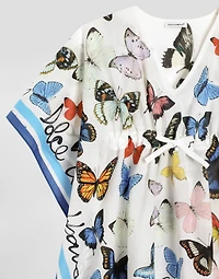 Batiste caftan with butterfly print