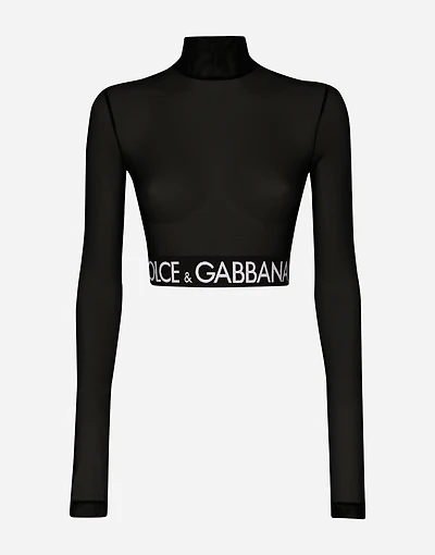 Tulle turtle-neck top
