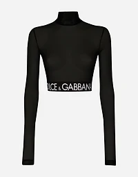 Tulle turtle-neck top