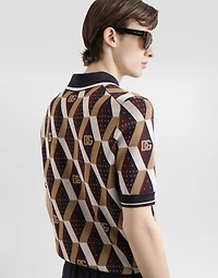 Silk jacquard polo shirt