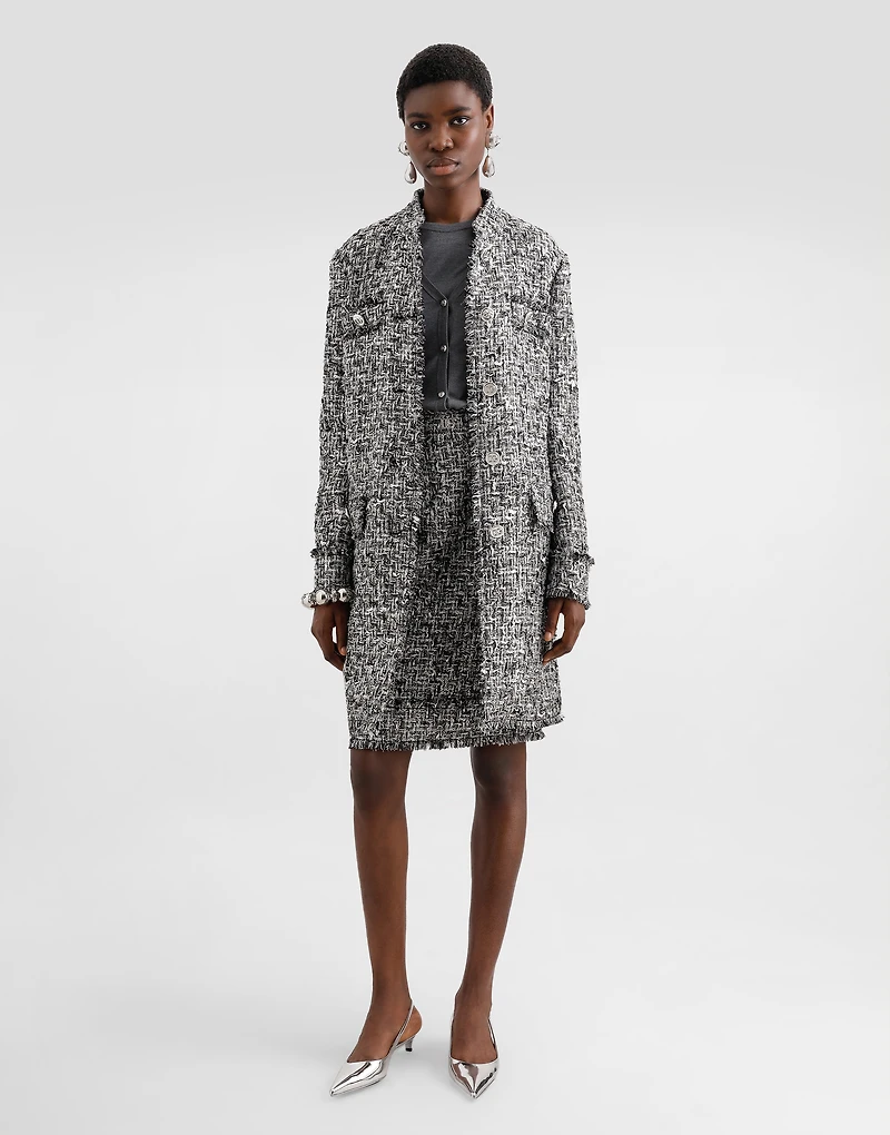 Silk V-neck cardigan with DG logo embroidery