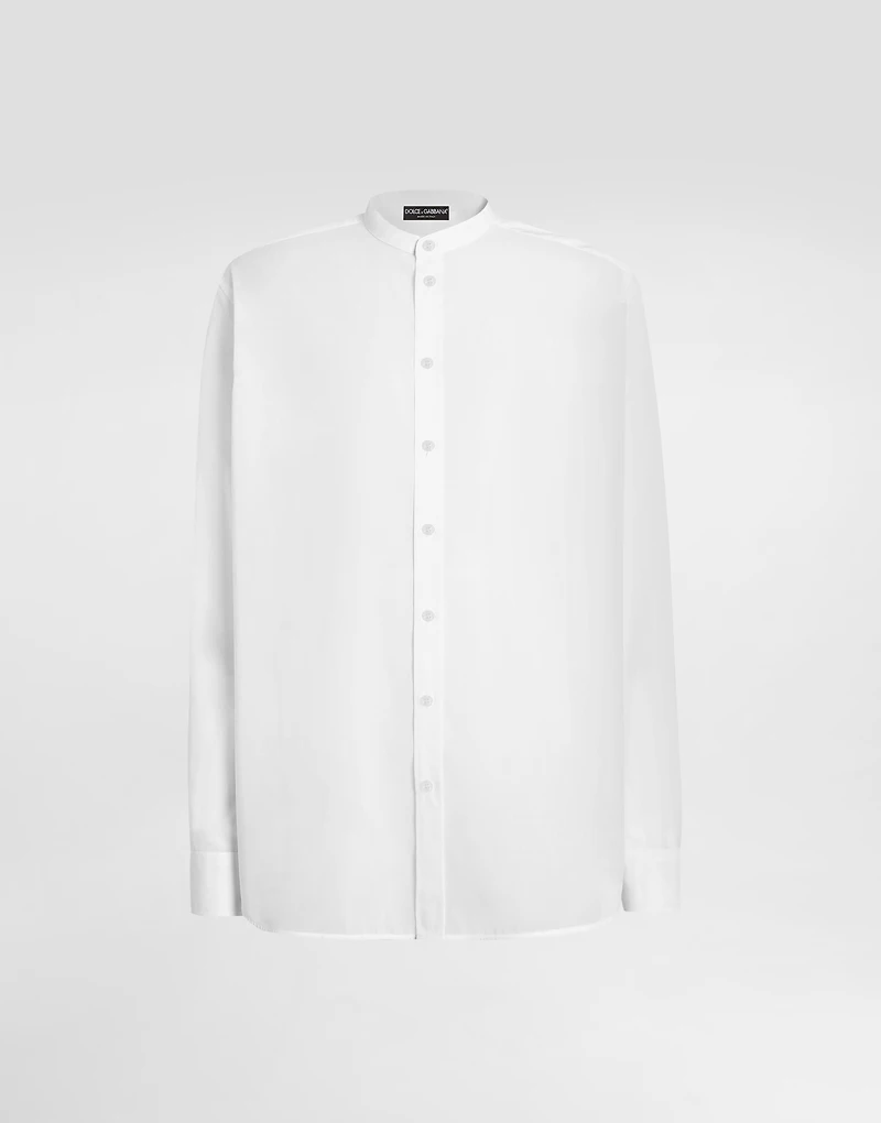 Cotton canvas mandarin shirt