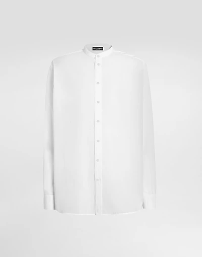 Cotton canvas mandarin shirt
