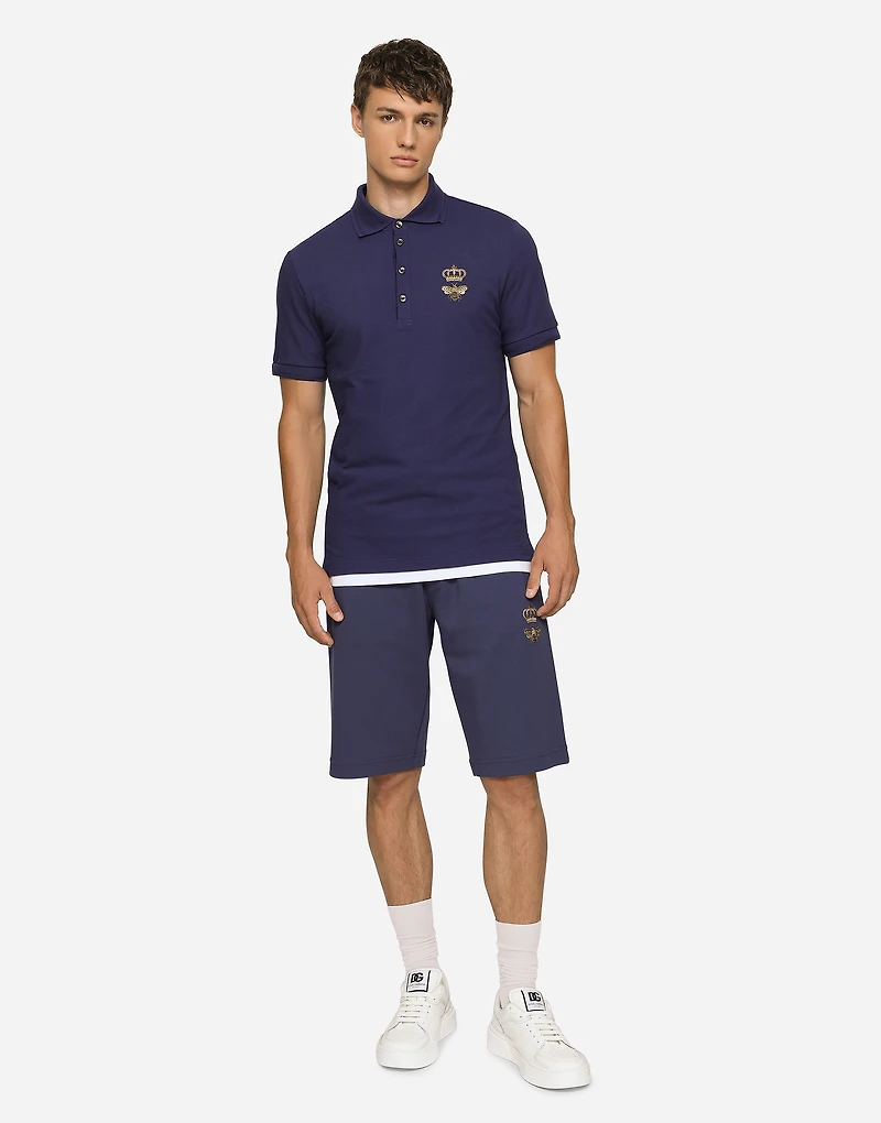 Jersey jogging shorts with embroidery