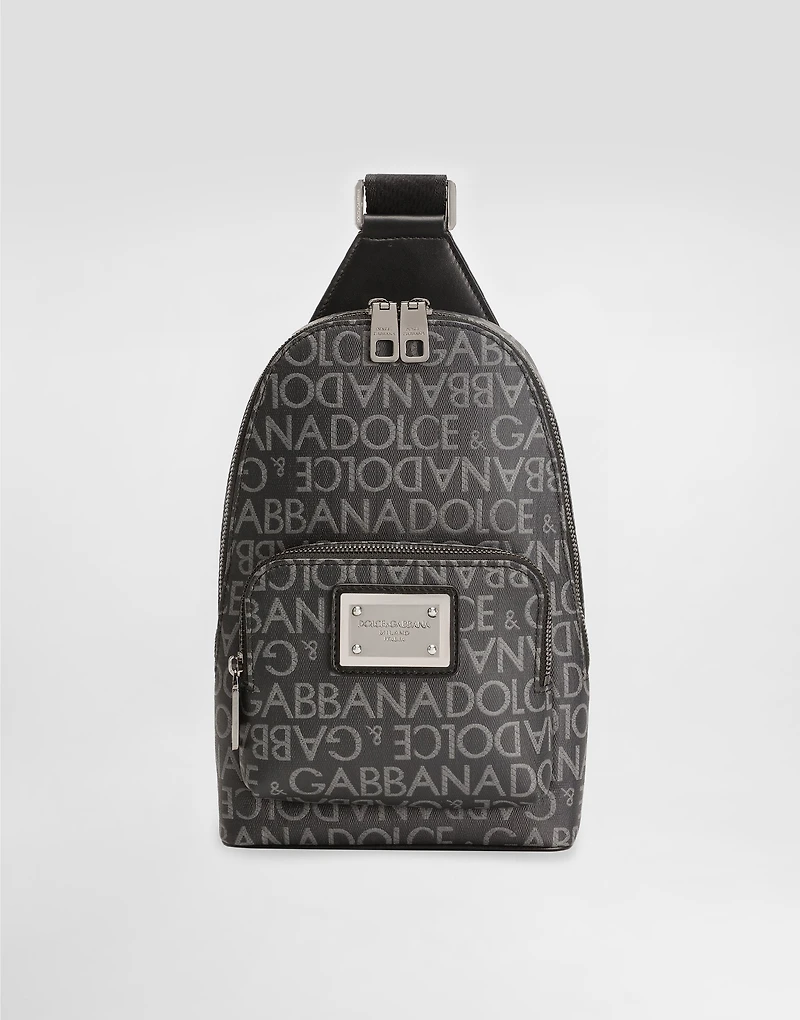 Coated jacquard crossbody backpack