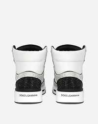 Calfskin New Roma high-top sneakers with fusible rhinestones