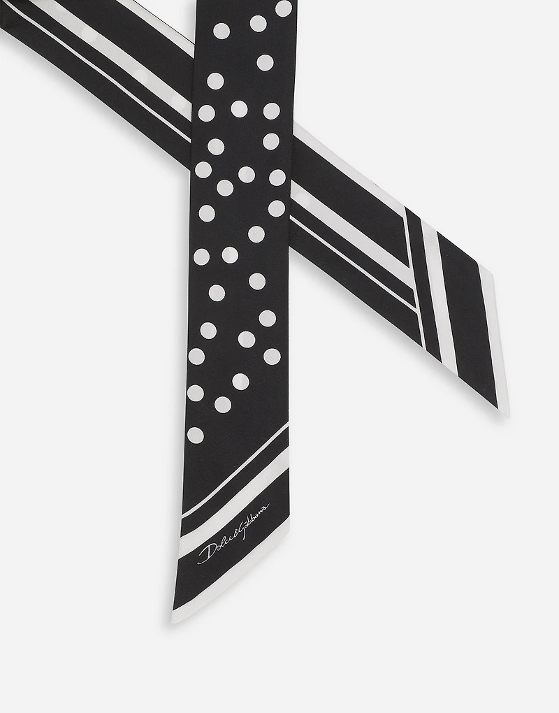 Polka-dot twill headscarf