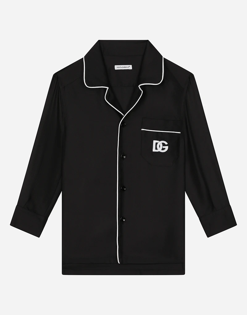 Silk twill vanity shirt with DG embroidery