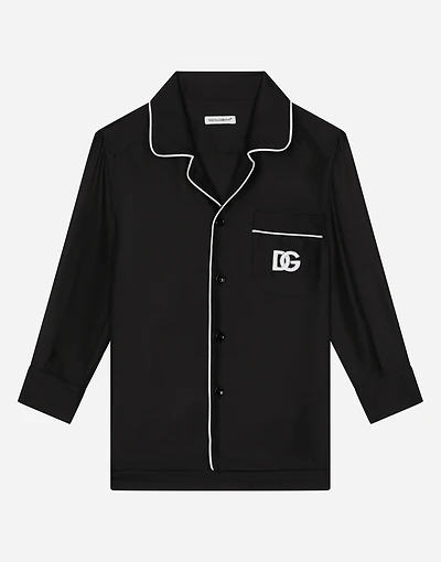 Silk twill vanity shirt with DG embroidery