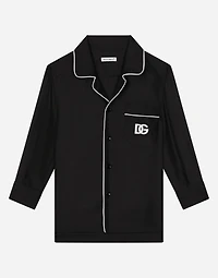 Silk twill vanity shirt with DG embroidery