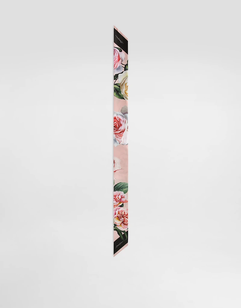 Twill headscarf with peony and rose print (6x100)