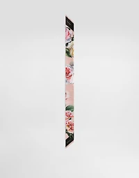 Twill headscarf with peony and rose print (6x100)